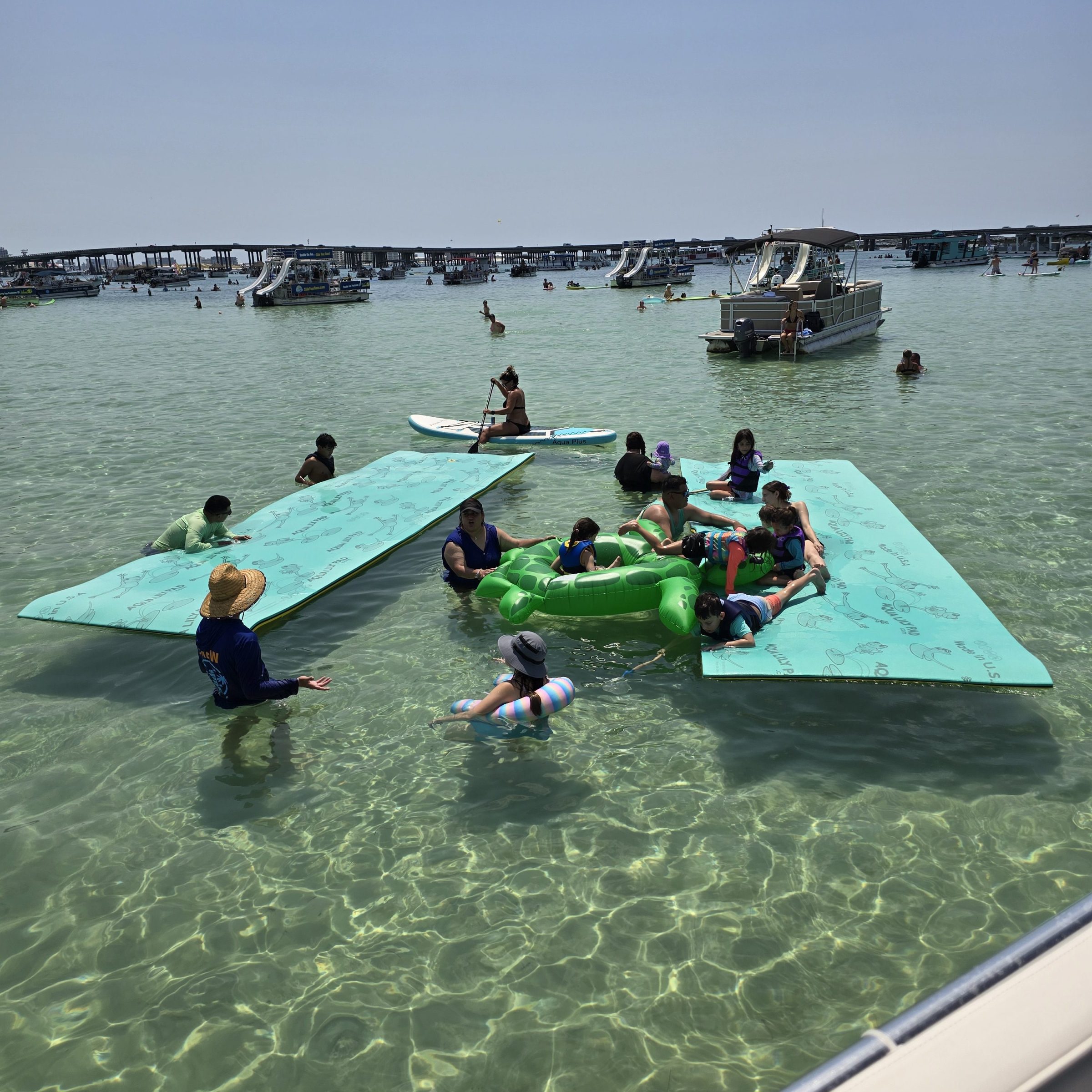 a group of people in the water